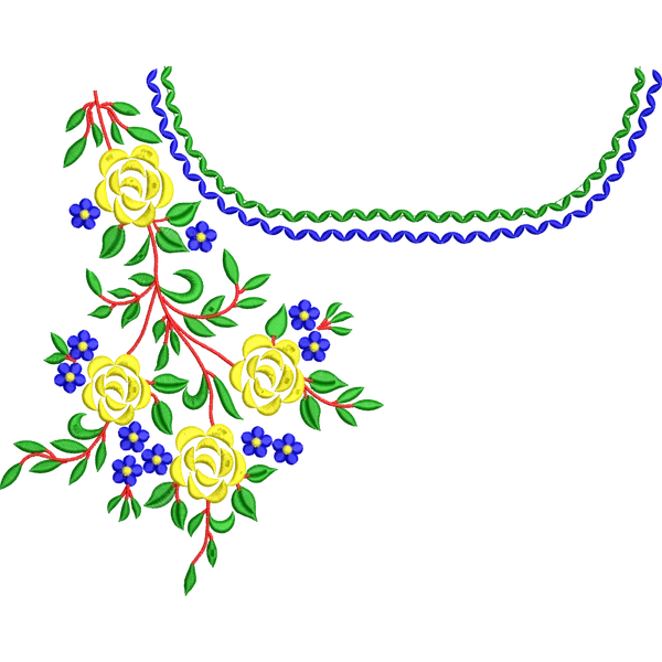 Blouse Design No :MSM - 278 - Border With Butta, Boat Neck