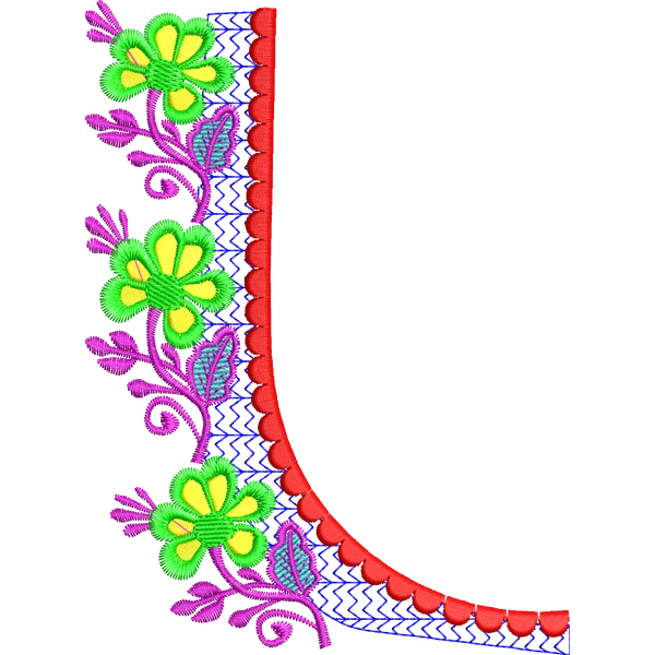 Blouse Design No :MSM - 334 - Simple Border, U Shape