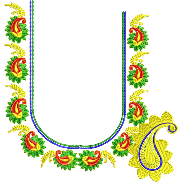 Blouse Design No :MSM - 337 - U Shape, Simple Border