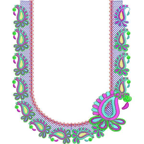 Blouse Design No :MSM - 363 - Simple Border, U Shape