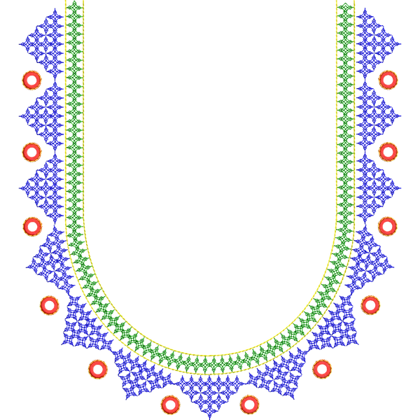 Blouse Design No :MSM - 379 - Kutch with Mirror, Simple Border, U Shape