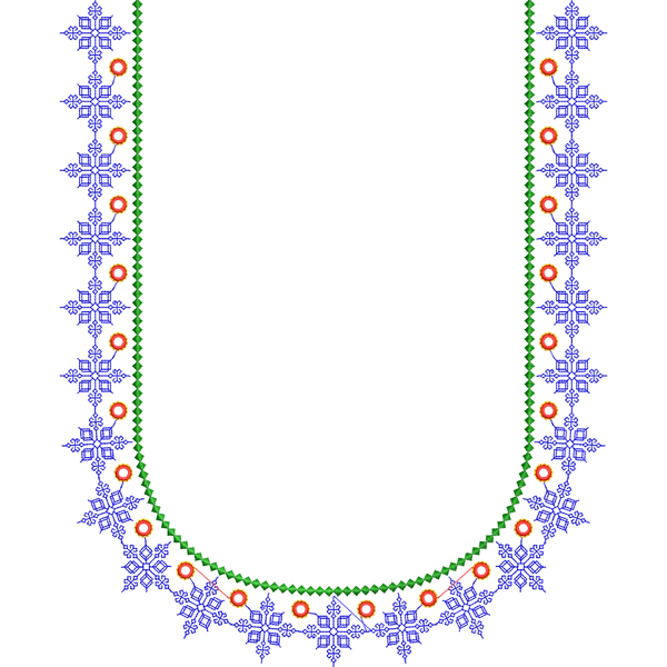 Blouse Design No :MSM - 384 - Kutch with Mirror, Simple Border, U Shape
