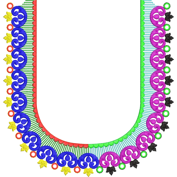 Blouse Design No :MSM - 386 - Mirror Work, Simple Border, U Shape