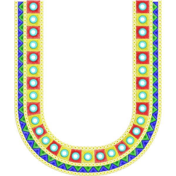 Blouse Design No :MSM - 397 - Mirror Work, Simple Border, U Shape