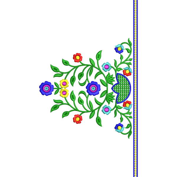 Blouse Design No :MSM - 400 - Border With Butta, U Shape