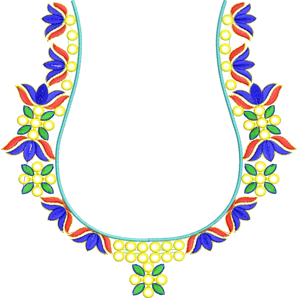 Blouse Design No :MSM - 422 - Mirror Work, Simple Border, Pot Neck