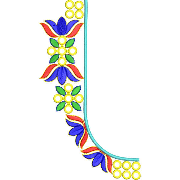 Blouse Design No :MSM - 422 - Mirror Work, Simple Border, Pot Neck