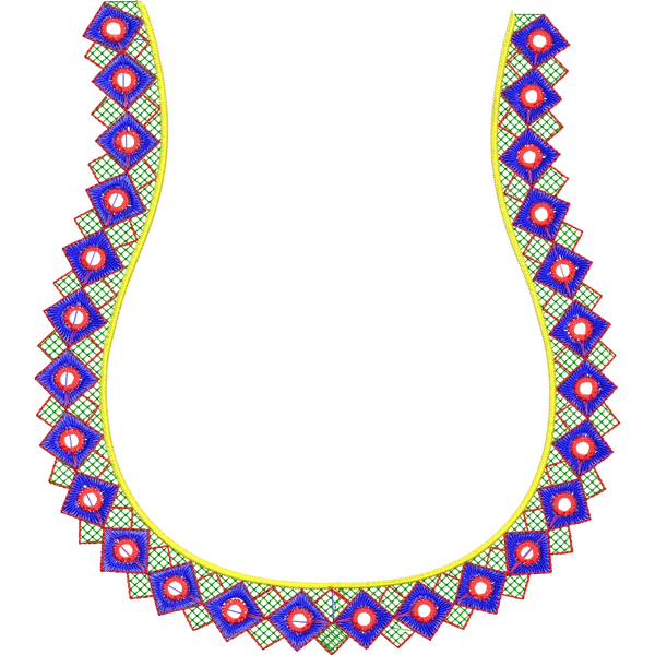Blouse Design No :MSM - 424 - Mirror Work, Simple Border, Pot Neck