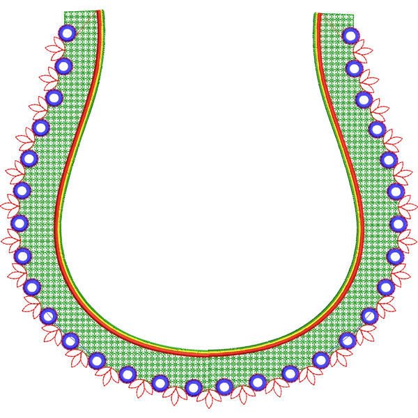 Blouse Design No :MSM - 437 - Mirror Work, Simple Border, Pot Neck