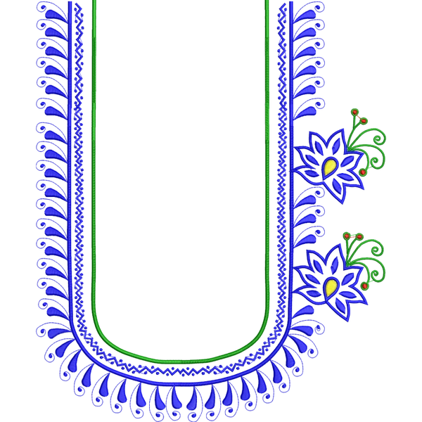 Blouse Design No :MSM - 454 - Simple Border, U Shape