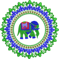 Blouse Design No :MSM - 500, Elephant - Mirror Work, Butta, Boat Neck
