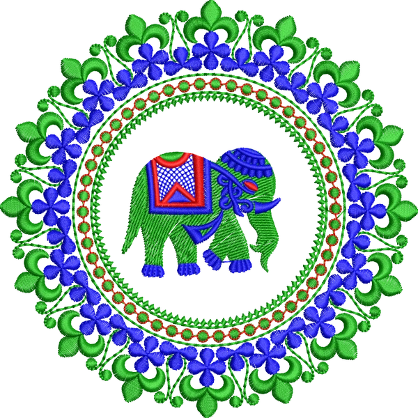 Blouse Design No :MSM - 500, Elephant - Mirror Work, Butta, Boat Neck