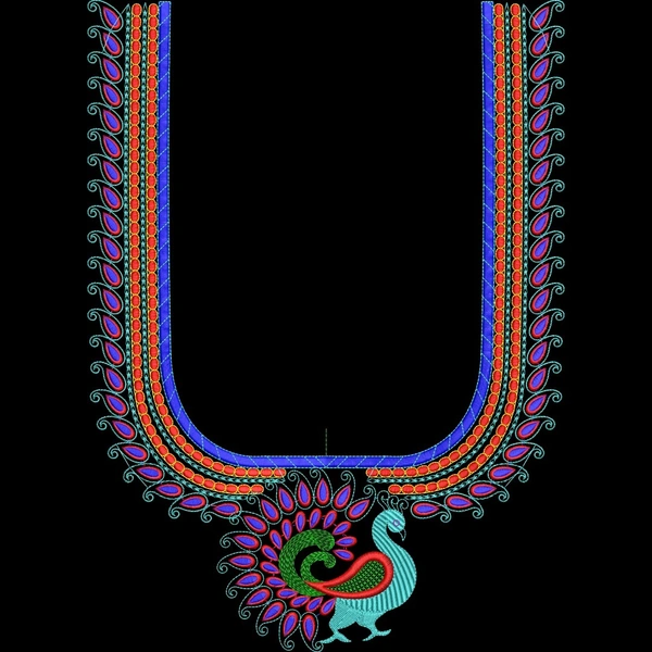 Blouse Design No MSM-058 - Border with Butta, U Shape