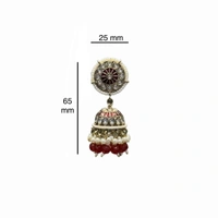 Traditional Kundan Jhumka - Maroon, Extremely Durable| Affordable| Variety | Versatility| Safety, 65x25mm