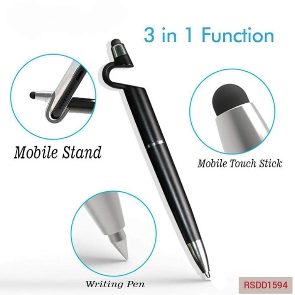 RSDD1594 3 IN 1 BALLPOINT FUNCTION STYLUS PEN WITH MOBILE STAND