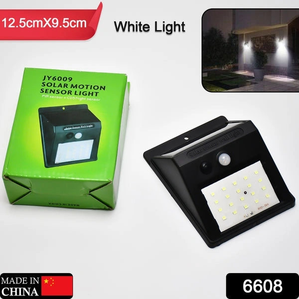 RSDD6608 WHITE SOLAR WIRELESS SECURITY MOTION SENSOR LED NIGHT LIGHT FOR HOME OUTDOOR/GARDEN WALL