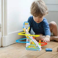 RSDD4480 HAPPY DUCK - DUCKS CLIMB STAIRS TOY ROLLER COASTER, ELECTRIC DUCK CHASING RACE TRACK SET, FUN DUCK STAIR CLIMBING TOY WITH FLASHING LIGHTS MUSIC AND 3 DUCKS, SMALL DUCKS CLIMBING TOYS