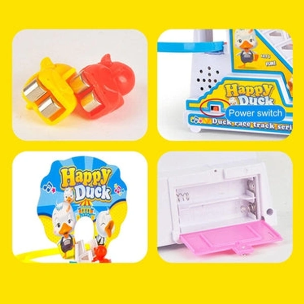 RSDD4480 HAPPY DUCK - DUCKS CLIMB STAIRS TOY ROLLER COASTER, ELECTRIC DUCK CHASING RACE TRACK SET, FUN DUCK STAIR CLIMBING TOY WITH FLASHING LIGHTS MUSIC AND 3 DUCKS, SMALL DUCKS CLIMBING TOYS