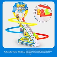 RSDD4480 HAPPY DUCK - DUCKS CLIMB STAIRS TOY ROLLER COASTER, ELECTRIC DUCK CHASING RACE TRACK SET, FUN DUCK STAIR CLIMBING TOY WITH FLASHING LIGHTS MUSIC AND 3 DUCKS, SMALL DUCKS CLIMBING TOYS