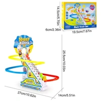 RSDD4480 HAPPY DUCK - DUCKS CLIMB STAIRS TOY ROLLER COASTER, ELECTRIC DUCK CHASING RACE TRACK SET, FUN DUCK STAIR CLIMBING TOY WITH FLASHING LIGHTS MUSIC AND 3 DUCKS, SMALL DUCKS CLIMBING TOYS