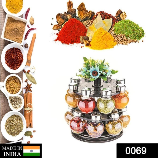 RSDD0069 MULTIPURPOSE REVOLVING PLASTIC SPICE RACK SET (16PCS)