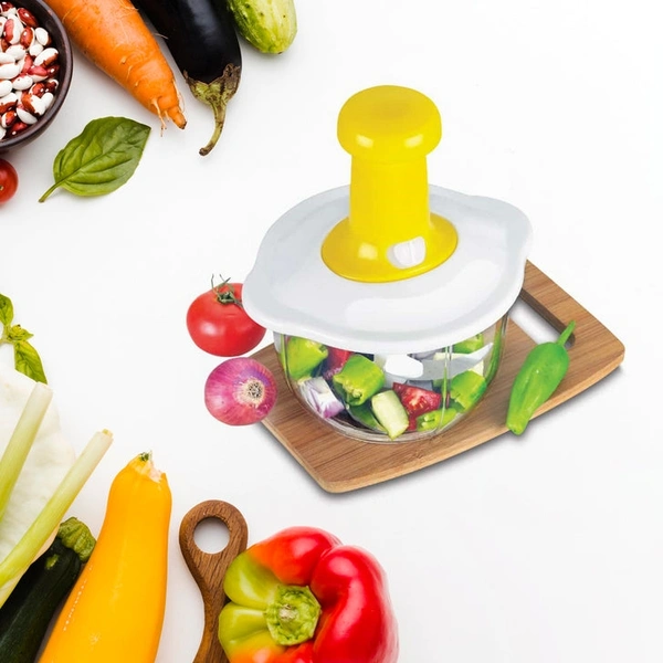 RSDD2464 Hand Press Fruits and Vegetable 2 in 1 Push Chopper for Kitchen, 3 Sharp Stainless Steel Blades (1600Ml)