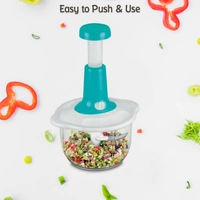 RSDD2464 Hand Press Fruits and Vegetable 2 in 1 Push Chopper for Kitchen, 3 Sharp Stainless Steel Blades (1600Ml)