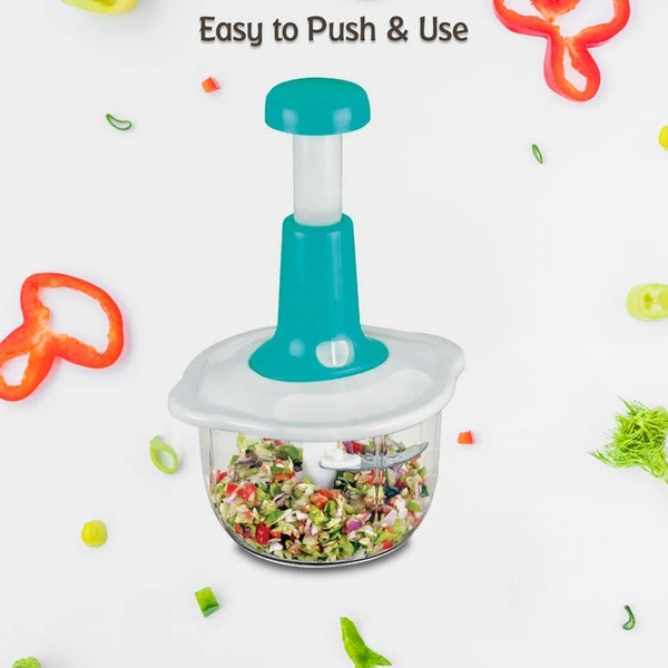 RSDD2464 Hand Press Fruits and Vegetable 2 in 1 Push Chopper for Kitchen, 3 Sharp Stainless Steel Blades (1600Ml)