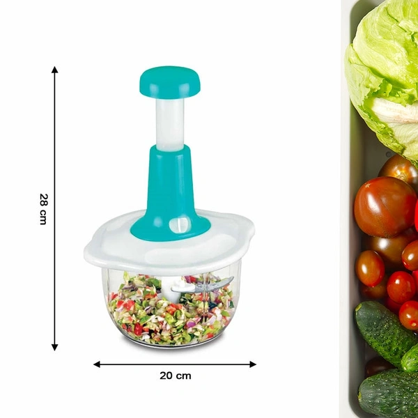 RSDD2464 Hand Press Fruits and Vegetable 2 in 1 Push Chopper for Kitchen, 3 Sharp Stainless Steel Blades (1600Ml)