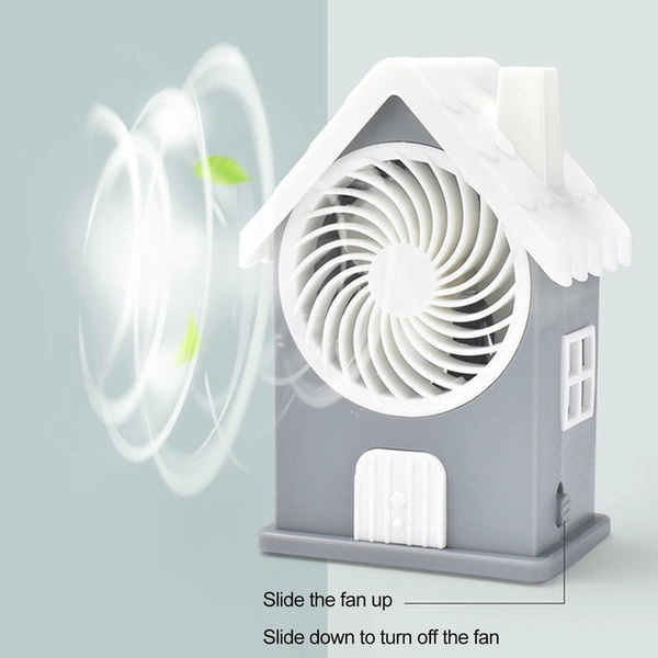 RSDD4799 Mini House Fan House Design Rechargeable Portable Personal Desk Fan For Home , Office & Kids Use (Battery Not Include)