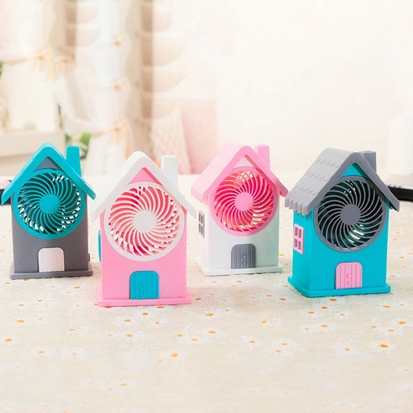 RSDD4799 Mini House Fan House Design Rechargeable Portable Personal Desk Fan For Home , Office & Kids Use (Battery Not Include)
