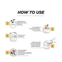 RSDD0065B Manual Stainless Steel Compact Extra Sharp Hand Held Vegetable Chopper/Slicer with 5 Blades (750 ml)