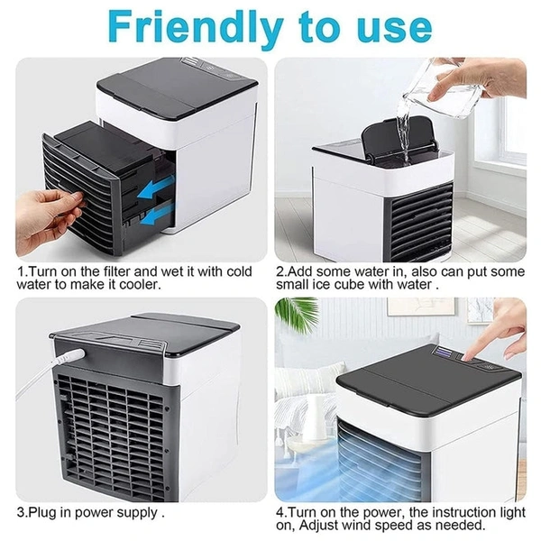 RSDD1464 MINI PORTABLE AIR COOLER, PERSONAL SPACE COOLER EASY TO FILL WATER AND MOOD LED LIGHT AND PORTABLE AIR CONDITIONER DEVICE COOL ANY SPACE LIKE HOME OFFICE