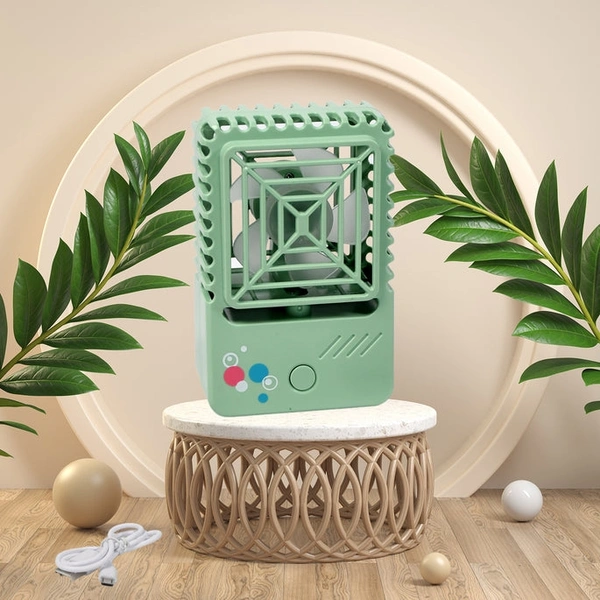 RSDD7608 MINI DESKTOP FAN RECHARGEABLE TABLE FAN HANDHELD FAN USB FAN DESK FAN COOLING FAN FOR HOME , OFFICE , CAR, & MULTI USE FAN (Battery Not Include)