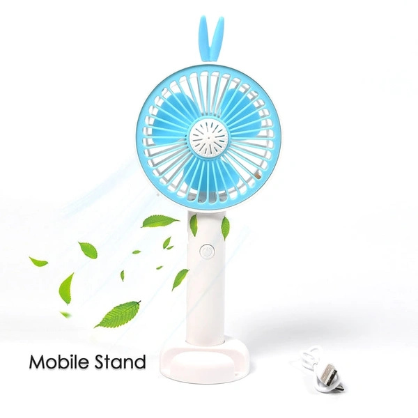 RSDD7606 MINI PORTABLE HAND FAN USB RECHARGEABLE FAN WITH LED LIGHT FAN FOR INDOOR AND OUTDOOR USE BY WOMEN AND MEN TABLE STANDING STAND INCLUDED
