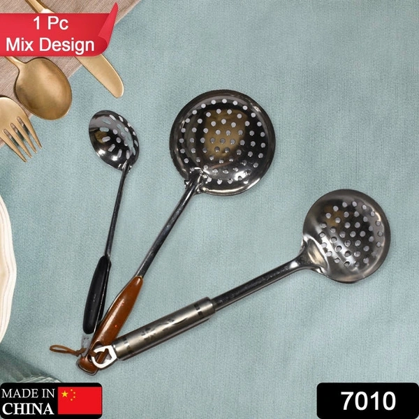 RSDD7010 MIX STAINLESS STEEL HEAVY SERVING SPOON, TURNER FOR COOKING, SERVING, MIXING WITH PLASTIC HANDLE |STEEL KITCHEN TOOLS MIX DESIGN 1PC