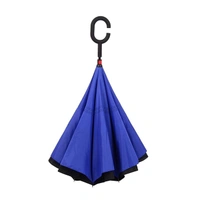 RSDD6211 PLAIN DESIGN WINDPROOF UPSIDE DOWN REVERSE UMBRELLA WITH C-SHAPED HANDLE