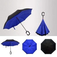 RSDD6211 PLAIN DESIGN WINDPROOF UPSIDE DOWN REVERSE UMBRELLA WITH C-SHAPED HANDLE