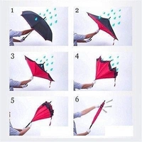 RSDD6211 PLAIN DESIGN WINDPROOF UPSIDE DOWN REVERSE UMBRELLA WITH C-SHAPED HANDLE