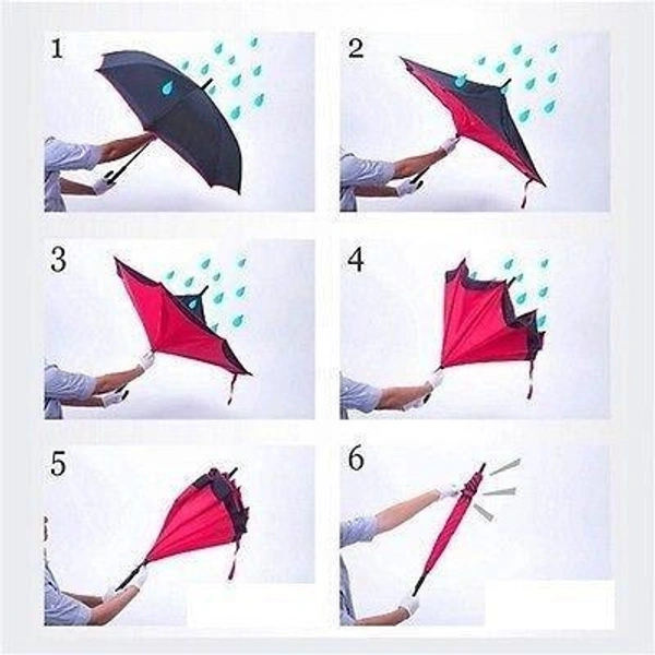 RSDD6211 PLAIN DESIGN WINDPROOF UPSIDE DOWN REVERSE UMBRELLA WITH C-SHAPED HANDLE