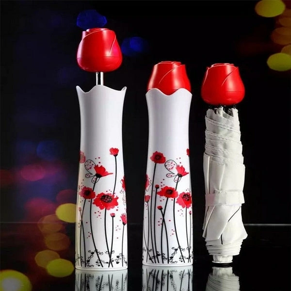 RSDD1644 ROSE UMBRELLA LIGHTWEIGHT WATERPROOF UV PROTECTION MINI FOLDING CREATIVE ROSE FLOWER CASE