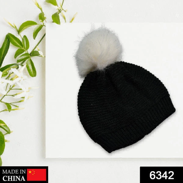 RSDD6342 Men's and Women's Skull Slouchy Winter Woolen Knitted Black Inside Fur Beanie Cap
