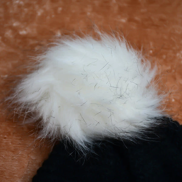 RSDD6342 Men's and Women's Skull Slouchy Winter Woolen Knitted Black Inside Fur Beanie Cap