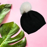 RSDD6342 Men's and Women's Skull Slouchy Winter Woolen Knitted Black Inside Fur Beanie Cap