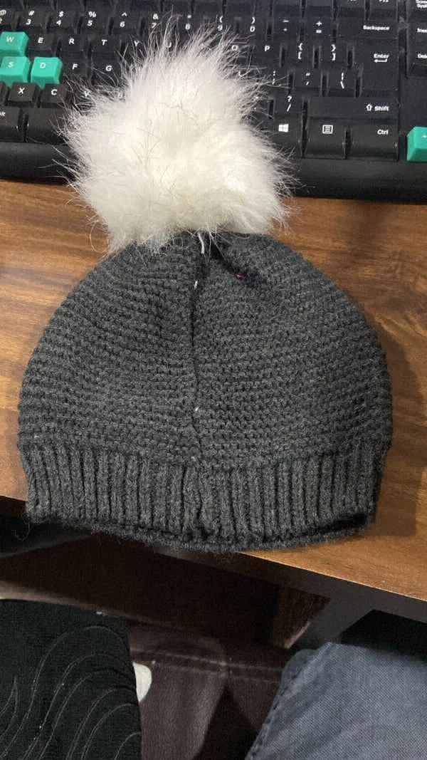 RSDD6342 Men's and Women's Skull Slouchy Winter Woolen Knitted Black Inside Fur Beanie Cap