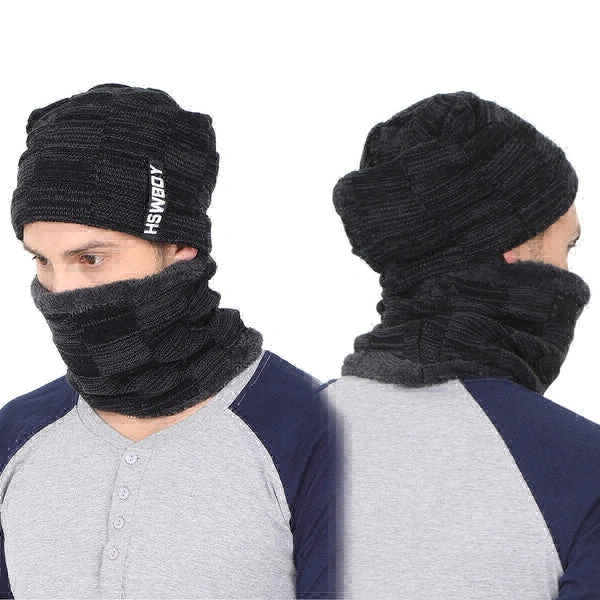 RSDD6066 Ultra Soft Unisex Woollen Beanie Cap Plus Muffler Scarf