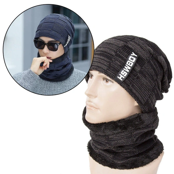 RSDD6066 Ultra Soft Unisex Woollen Beanie Cap Plus Muffler Scarf
