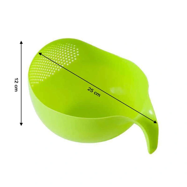 RSDD2068 Plastic Rice Bowl / Food Strainer Thick Drain Basket with Handle for Rice, Vegetable & Fruit (set of 3pcs)