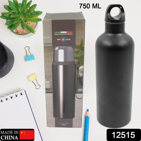 RSDD12515 Vacuum Stainless Steel Water Bottle With Carry Handle, Fridge Water Bottle, Leak Proof, Rust Proof, Cold & Hot | Leak Proof | Office Bottle | Gym | Home | Kitchen | Hiking | Trekking | Travel Bottle (750 ML)