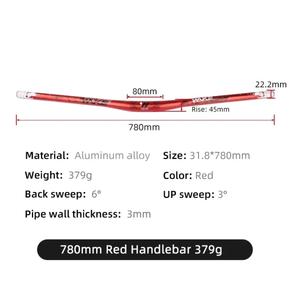 Wake Bicycle Handlebar Bicycle Riser Bar 720mm 780mm Downhill Handlebar Horizontal